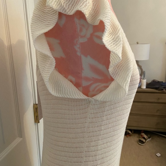 NWT House of Harlow 1960 Cream Knit Ruffle Midi Dress Size M - Picture 4 of 7